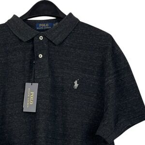 NEW Polo Ralph Lauren Custom Slim Fit Polo Shirt Cotton Black With Pony XXL